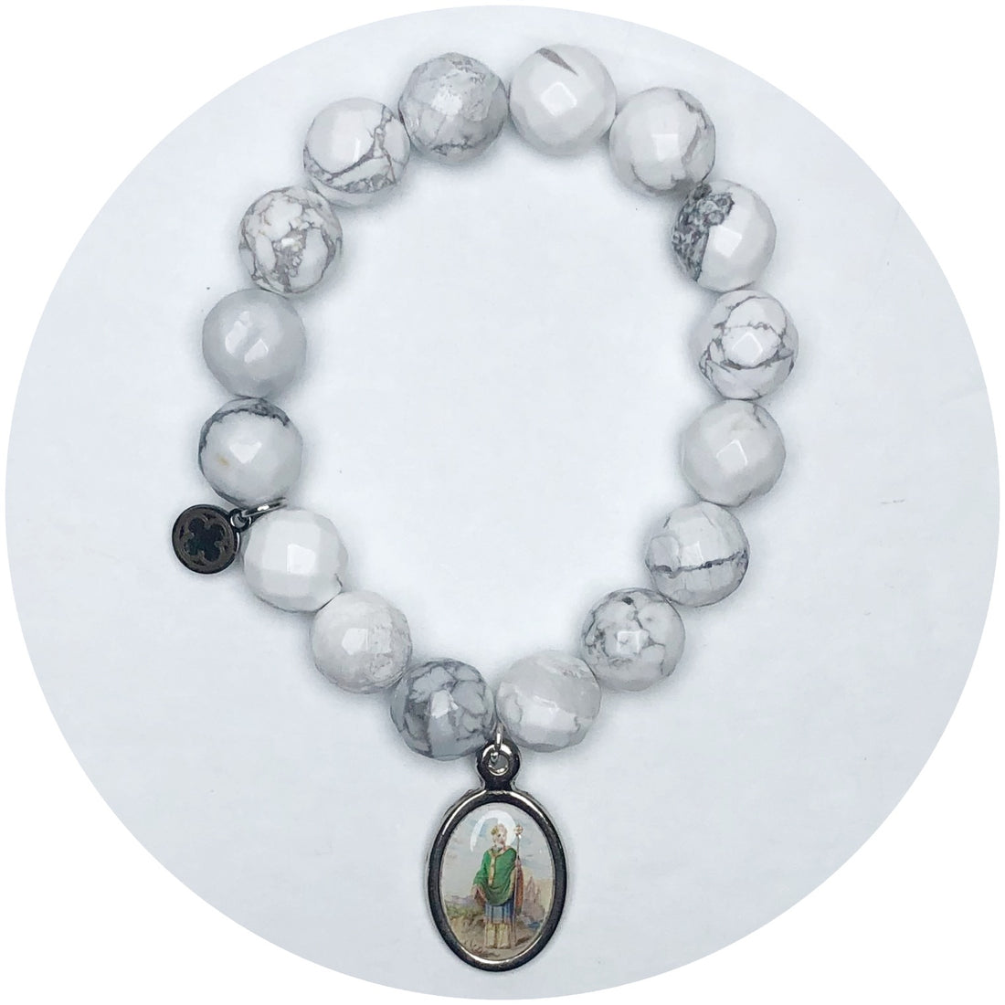 Frosted Marble Agate with Saint Jude Thaddeus Pendant