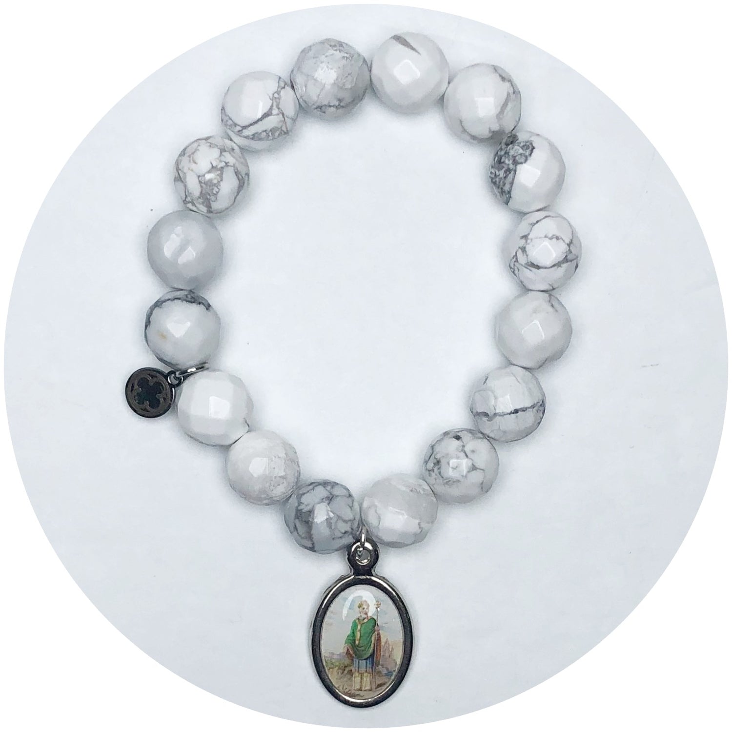 Frosted Marble Agate with Saint Jude Thaddeus Pendant