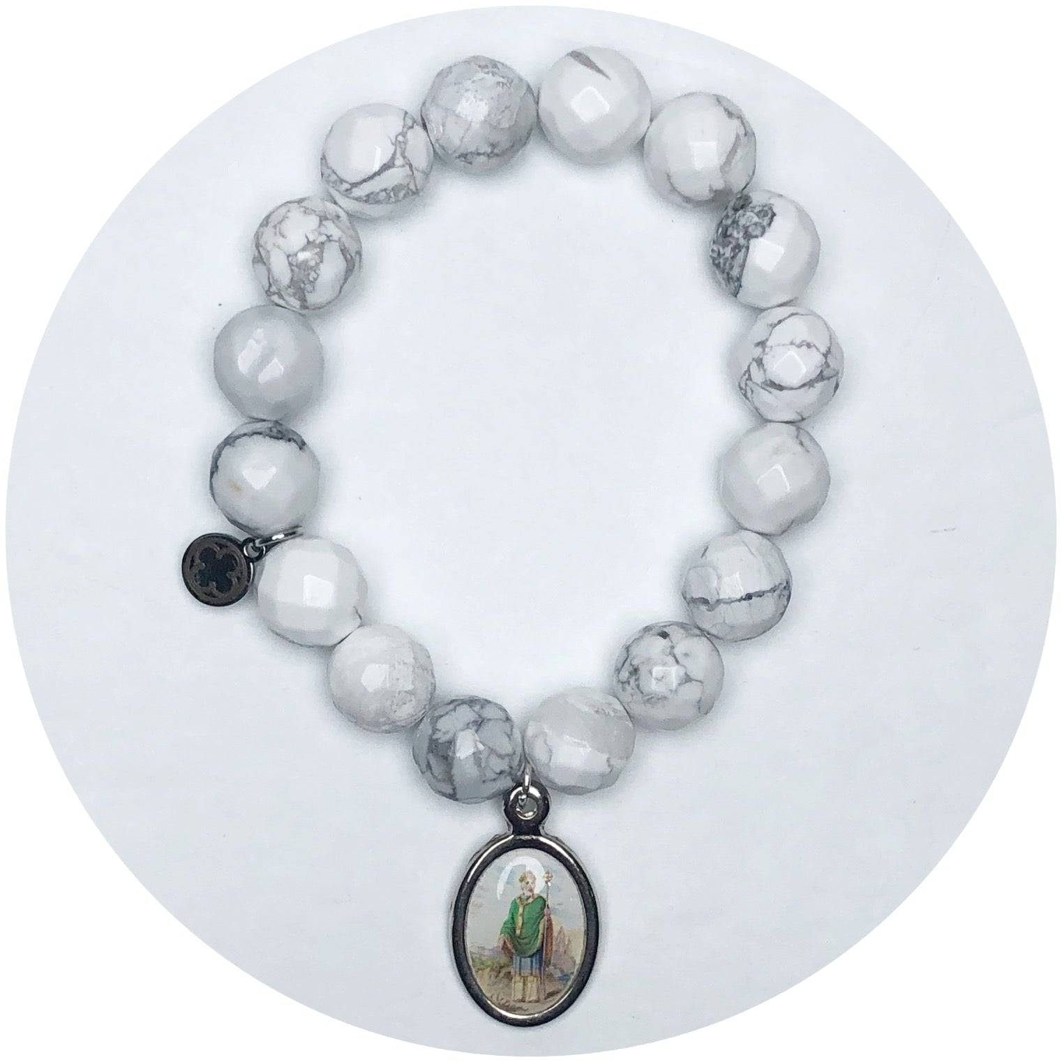 Frosted Marble Agate with Saint Jude Thaddeus Pendant