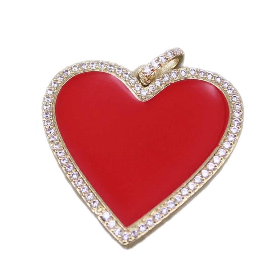 Red Enamel Pavé Heart Pendant - Oriana Lamarca LLC