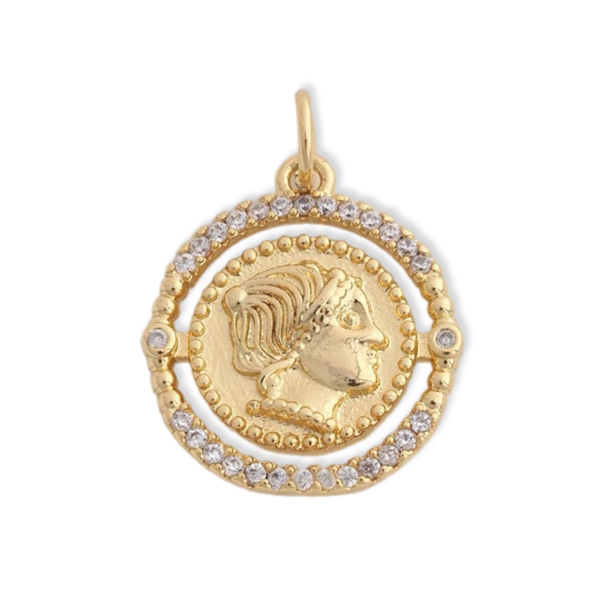 Pavé Roman Coin Pendant