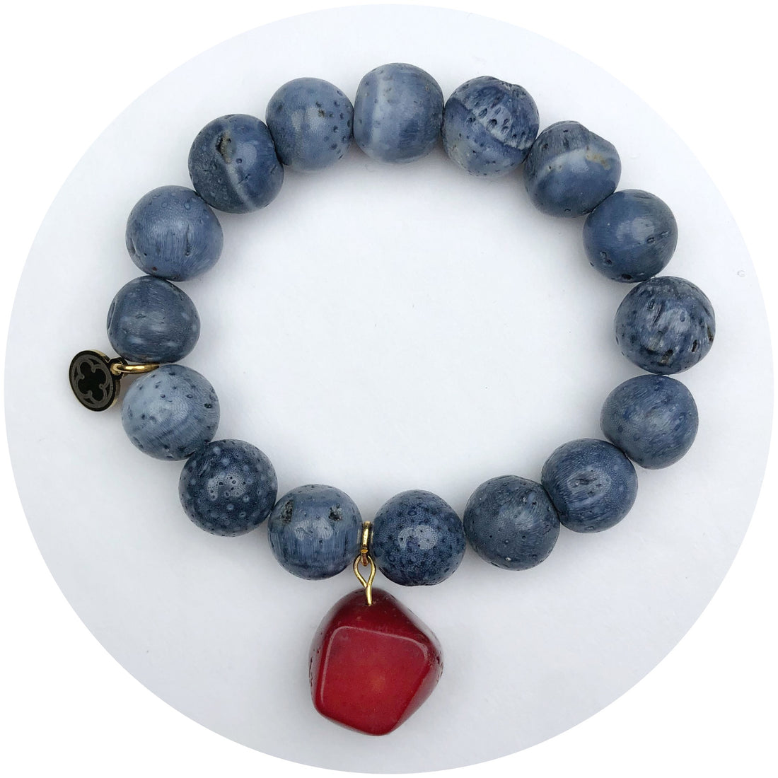 Coastal Aqua Coral with Red Coral Nugget Pendant