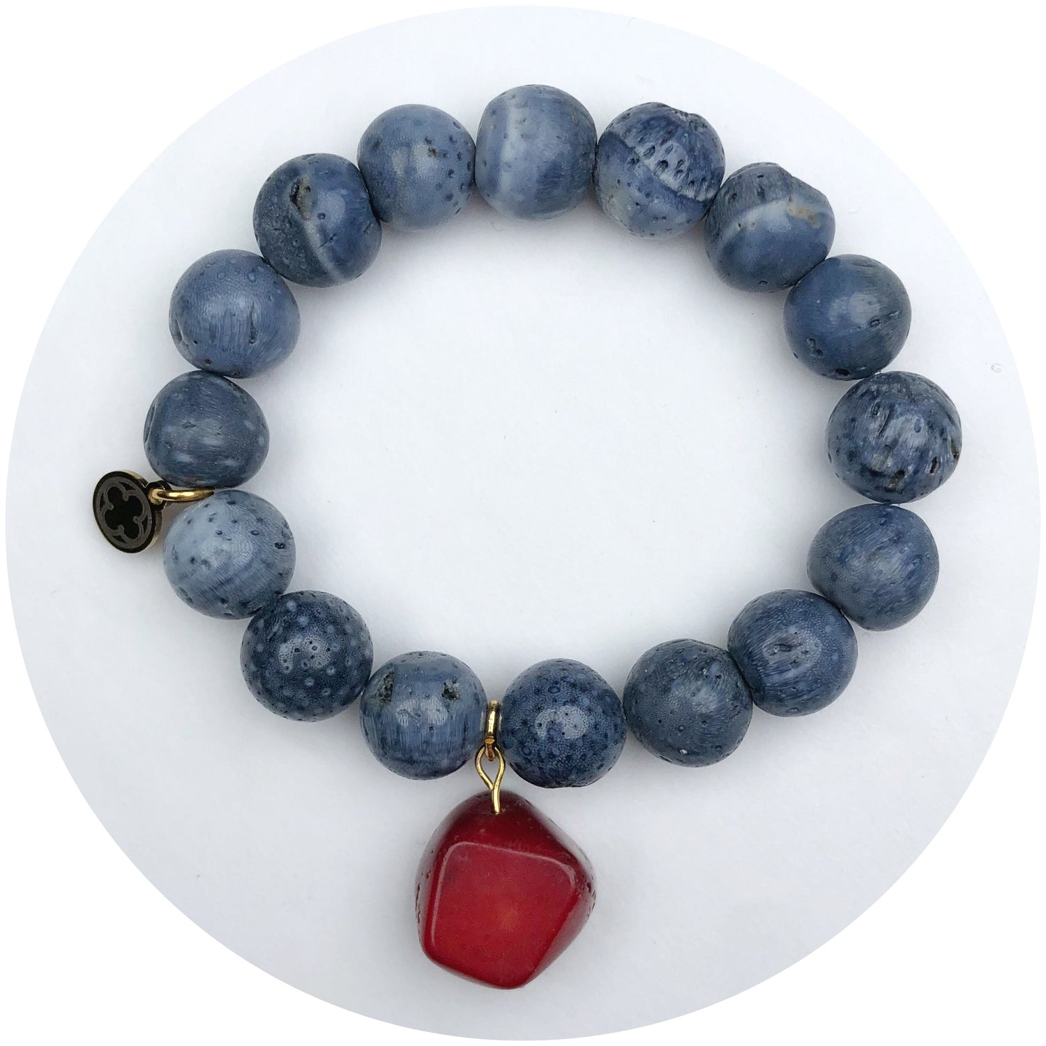 Coastal Aqua Coral with Red Coral Nugget Pendant
