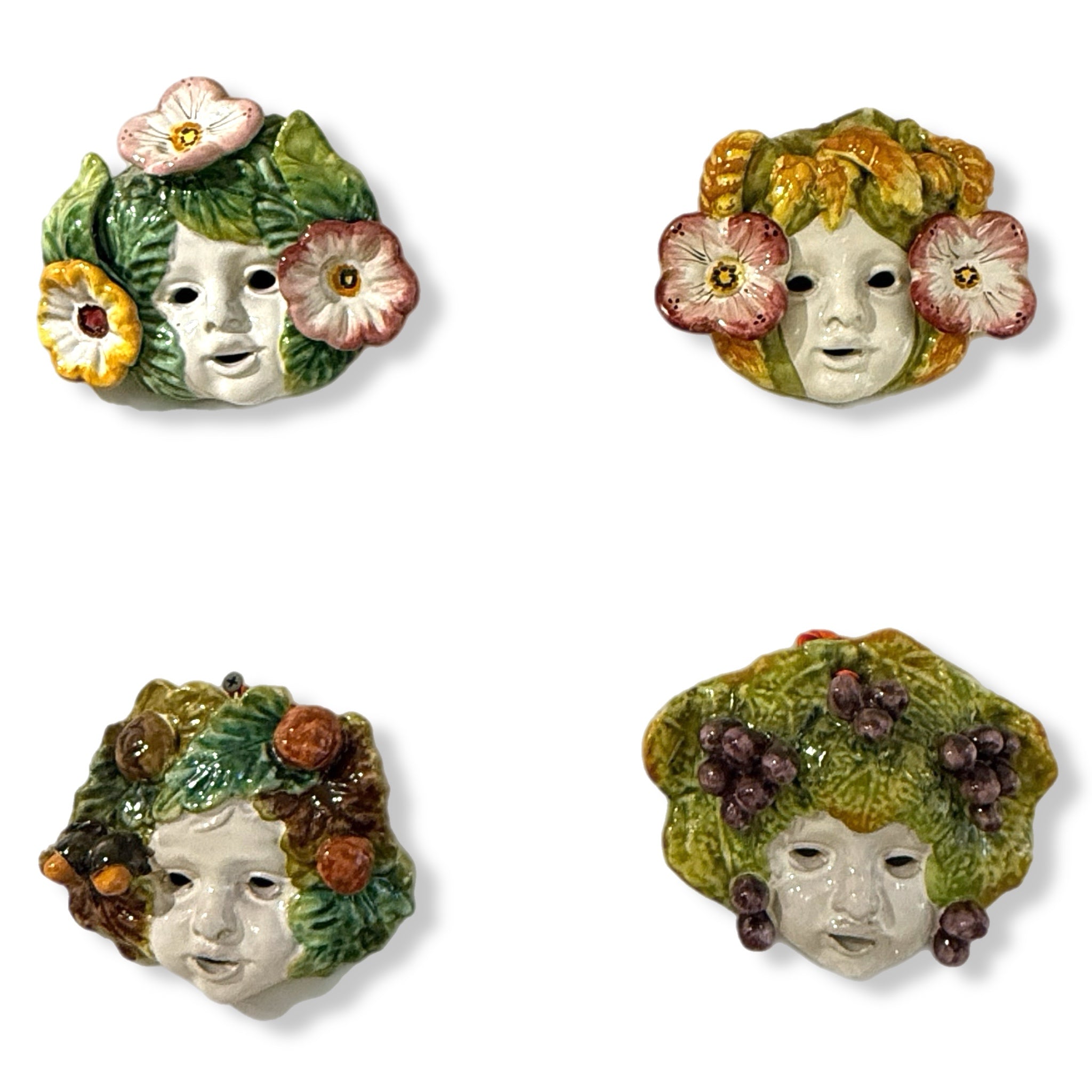 Quattro Stagioni — Handpainted Ceramic Masks from Vietri sul Mare, Italy - Oriana Lamarca LLC