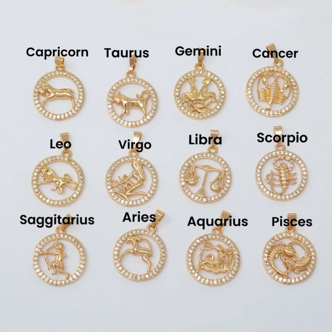 Amethyst with Aquarius Zodiac Pendant