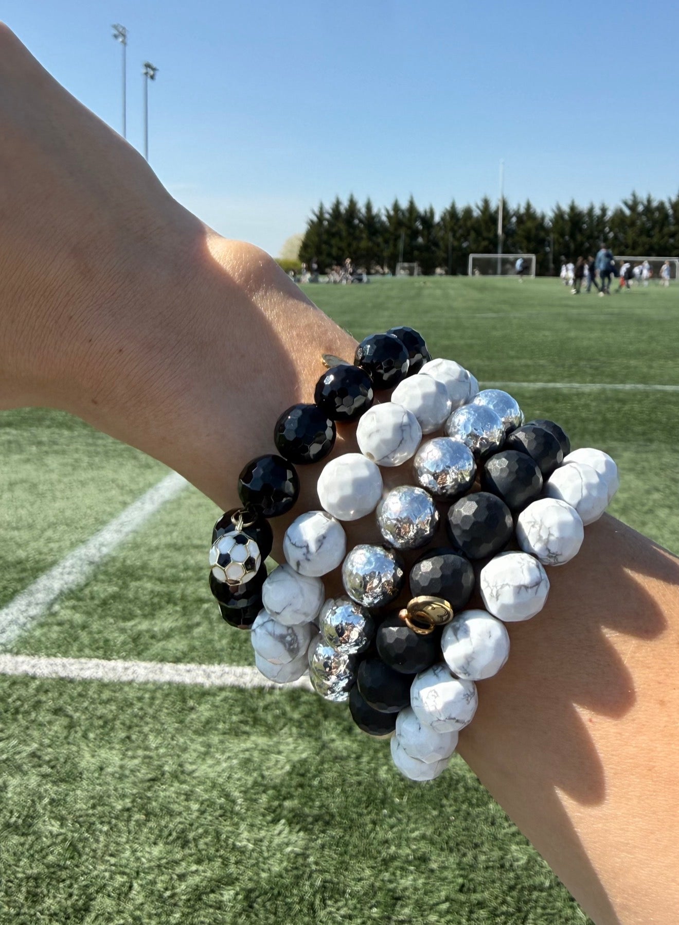 Matte Black Onyx with Soccer Ball Pendant