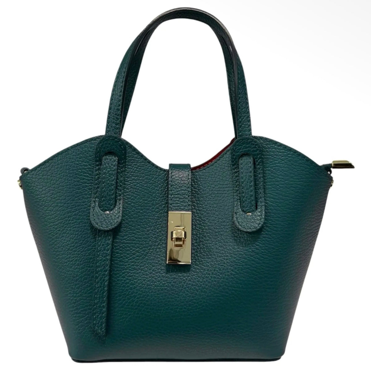Alessia Teal Mini Leather Tote with Crossbody Strap