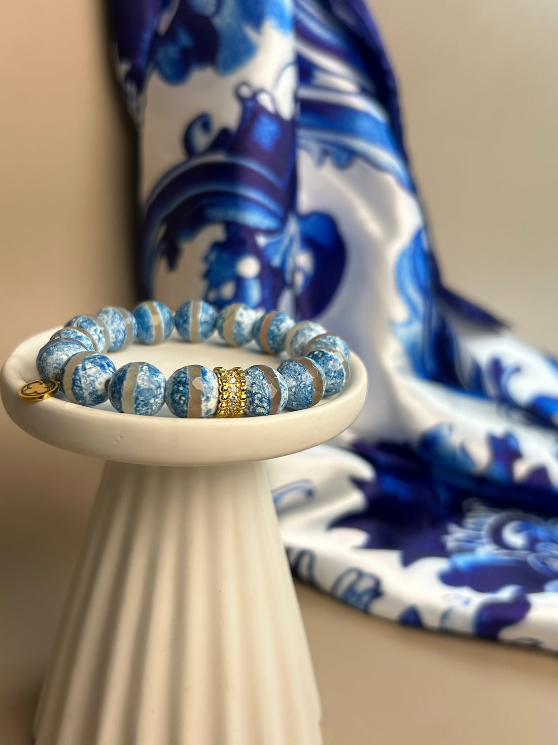 LIMITED EDITION Blue Tibetan Zebra Agate with Pavé