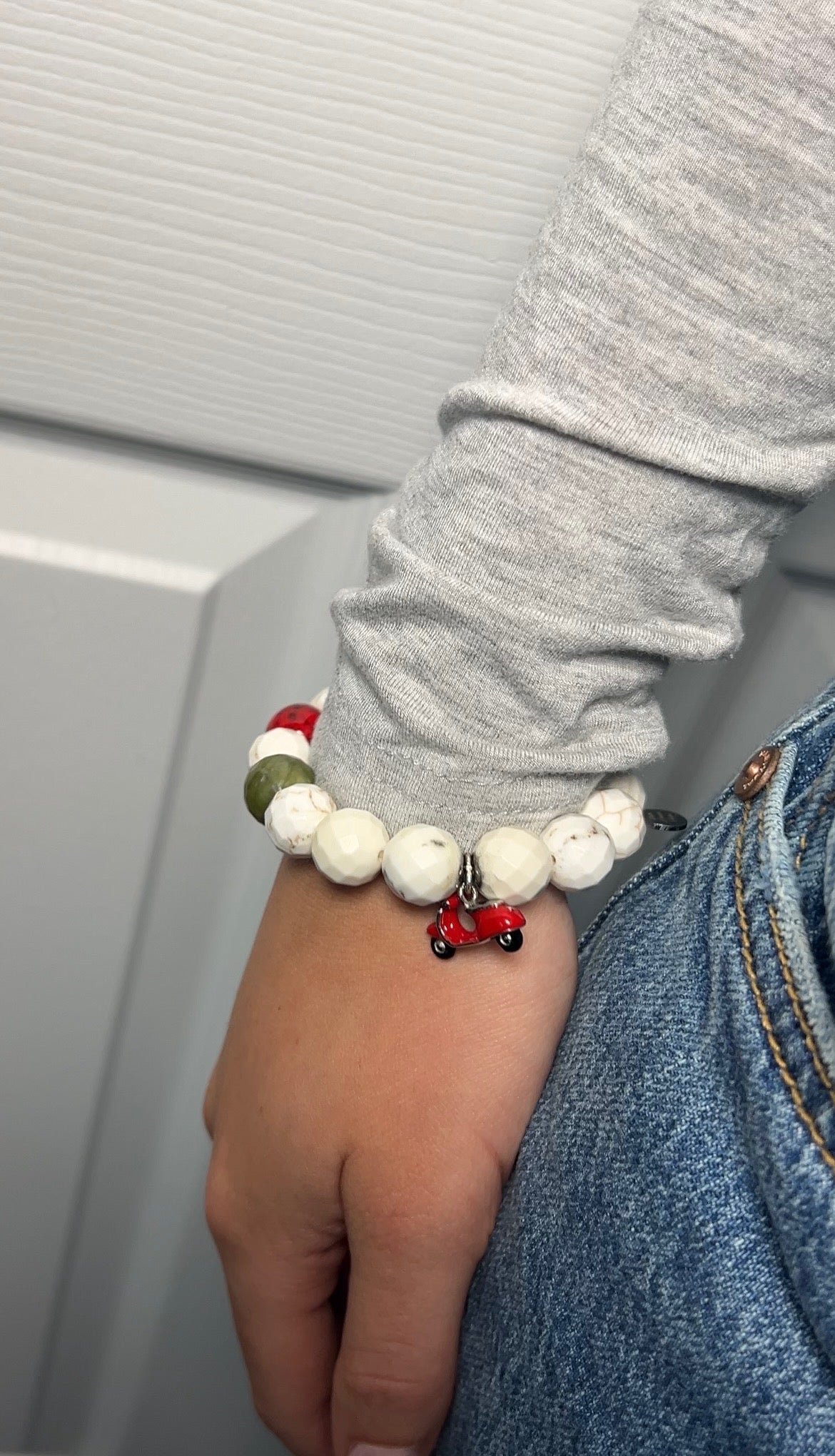 White Magnesite with Red Vespa Pendant