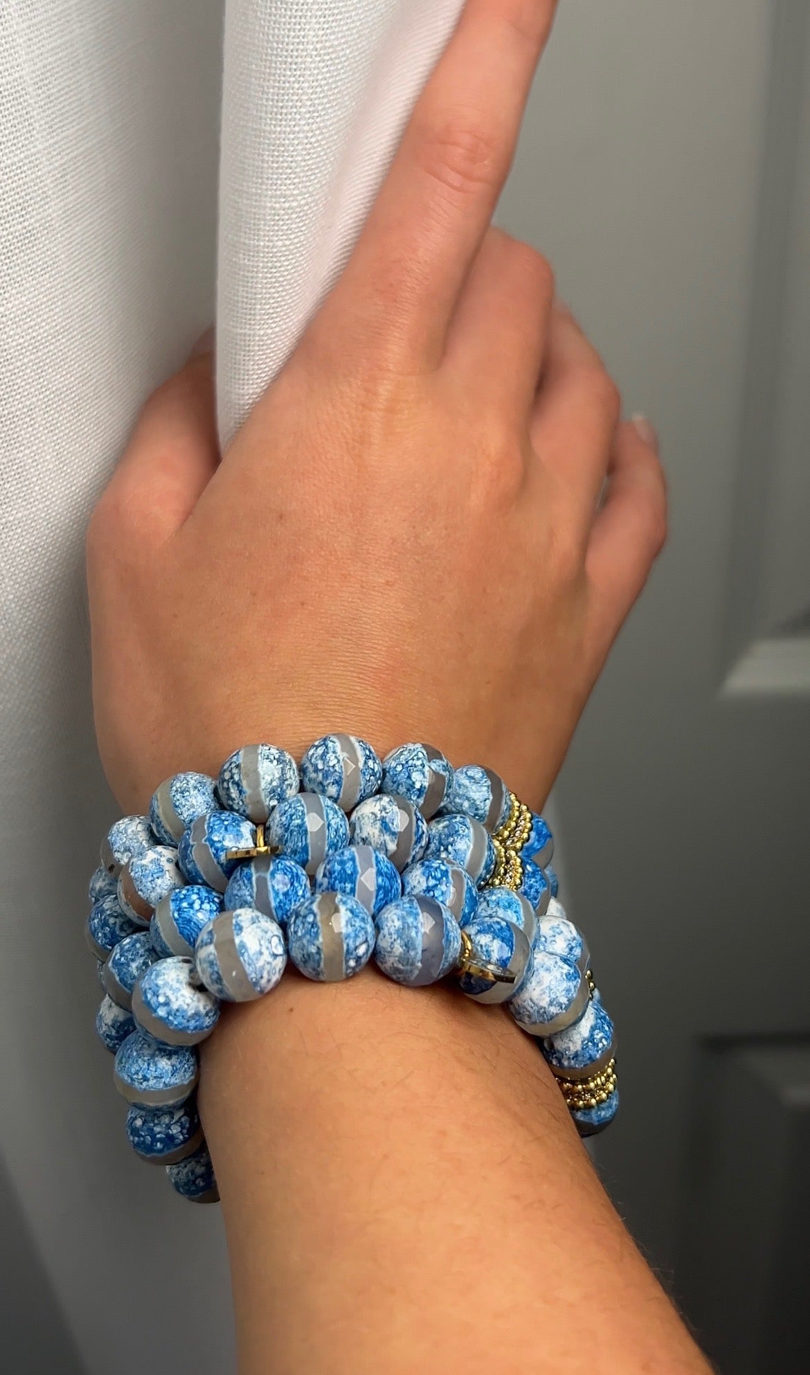 LIMITED EDITION Blue Tibetan Zebra Agate with Pavé