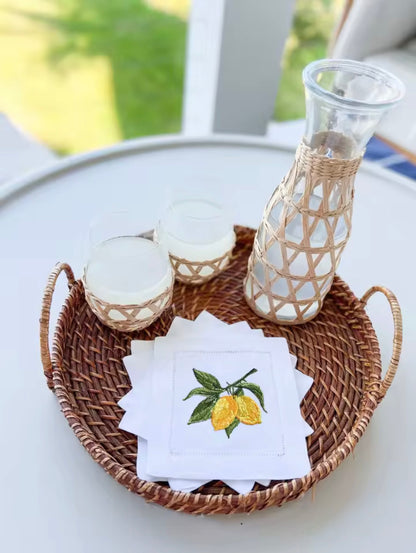Lemon Embroidered Cocktail Napkins (Set of 4) - Oriana Lamarca LLC