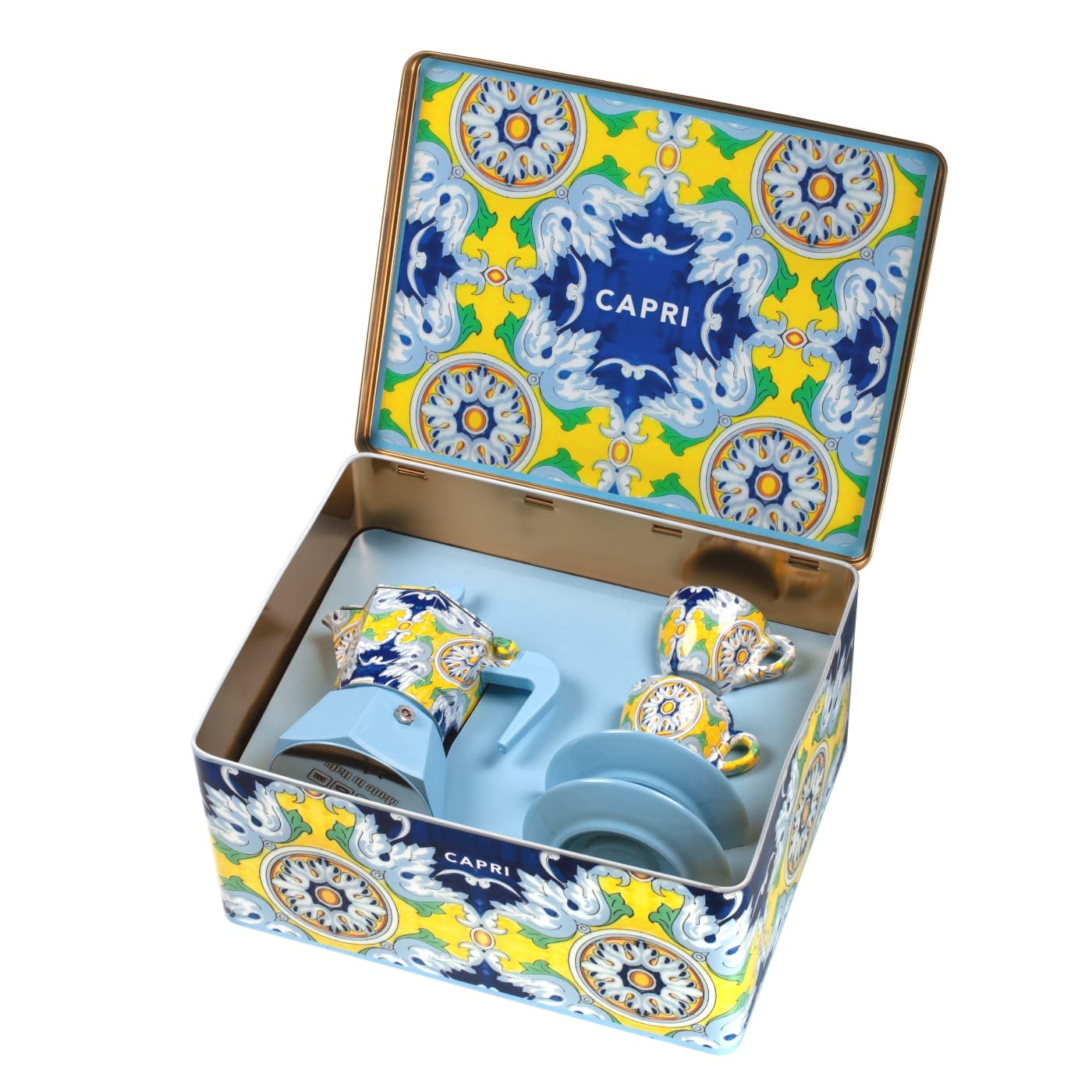 Mokavit "Taormina" Coffee Gift Box - 3 Cup Pot + 2 Sets of Cups