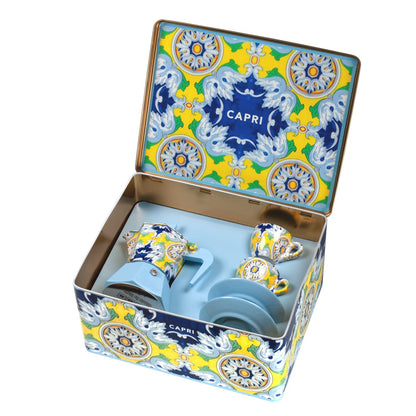 Mokavit "Taormina" Coffee Gift Box - 3 Cup Pot + 2 Sets of Cups