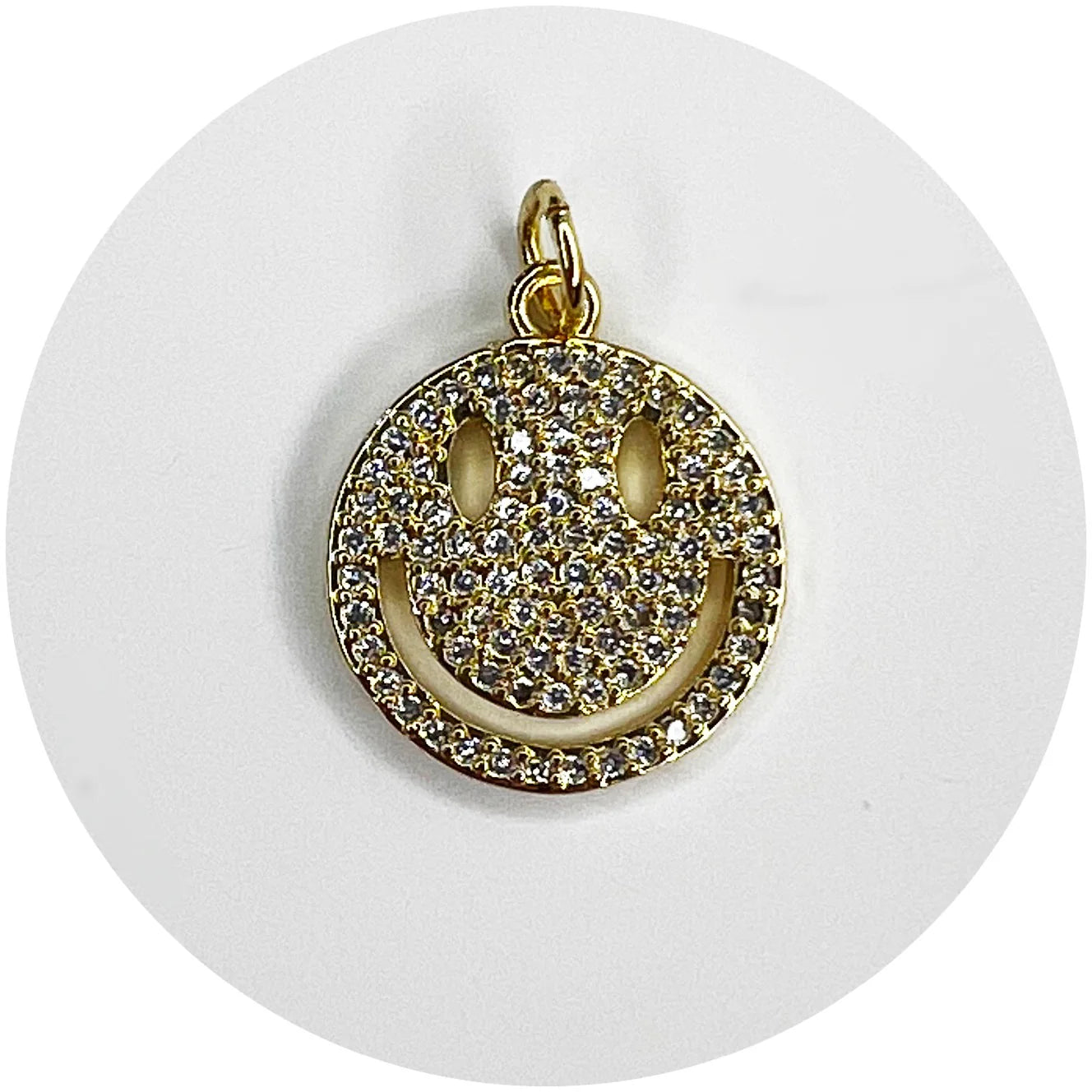 Gold Pavé Smiley Face Pendant