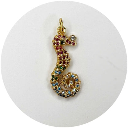 Pavé Rainbow Seahorse Pendant