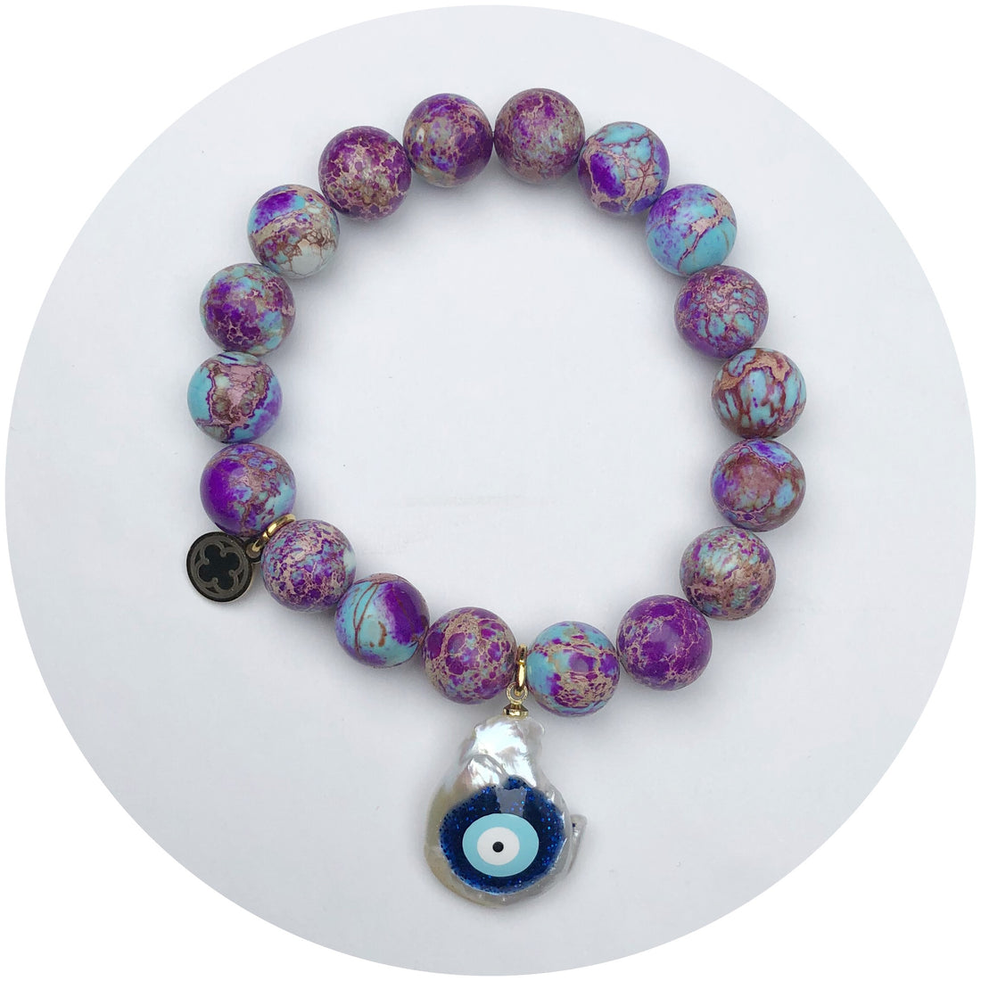 Imperial Mulberry With Pearl Evil Eye Pendant - Oriana Lamarca LLC