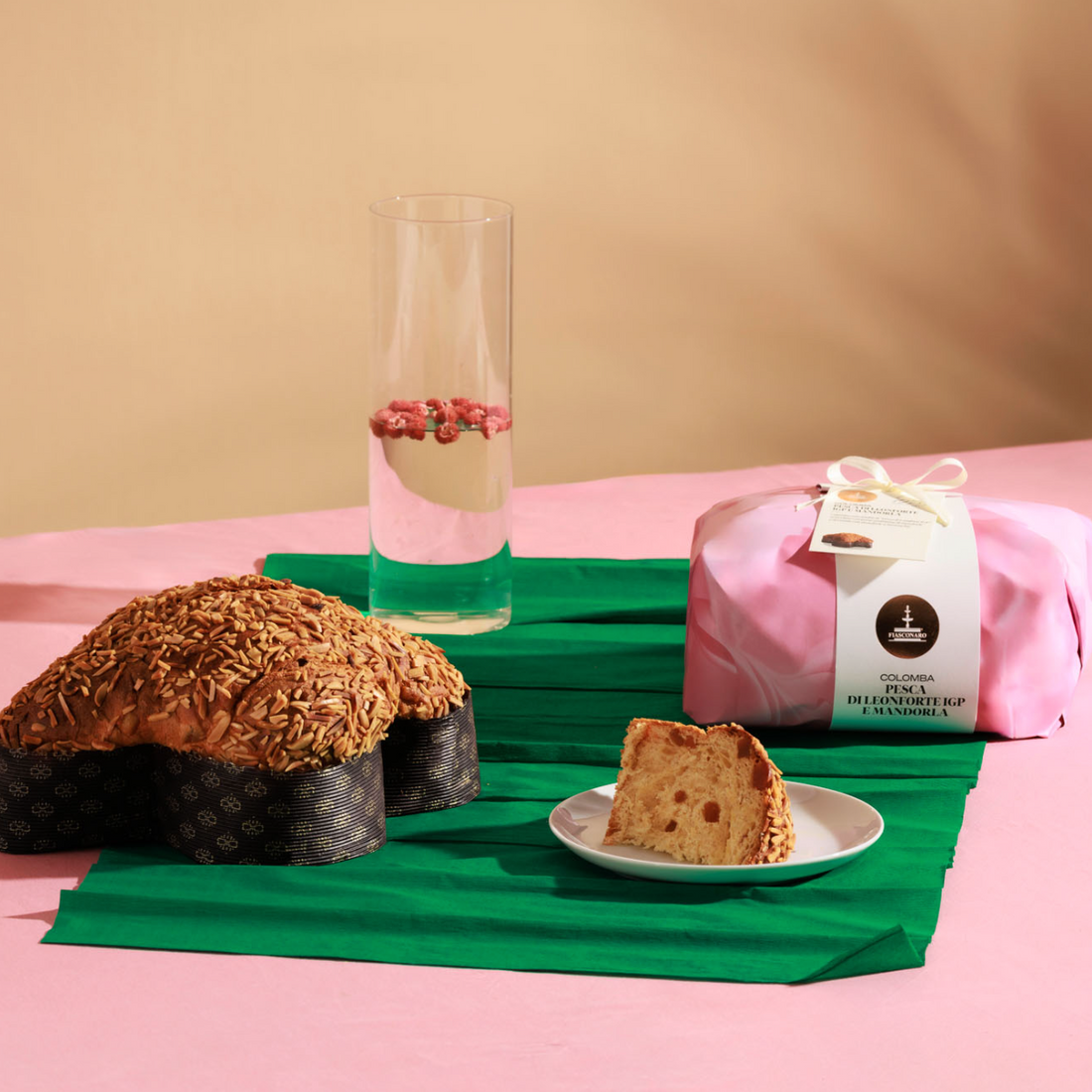 Fiasconaro Pesca Di Leonforte &amp; Mandorle Colomba Italian Easter Cake - 2 lbs