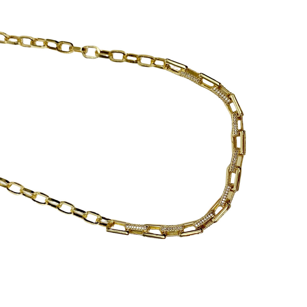 Pave Half Chain Necklace