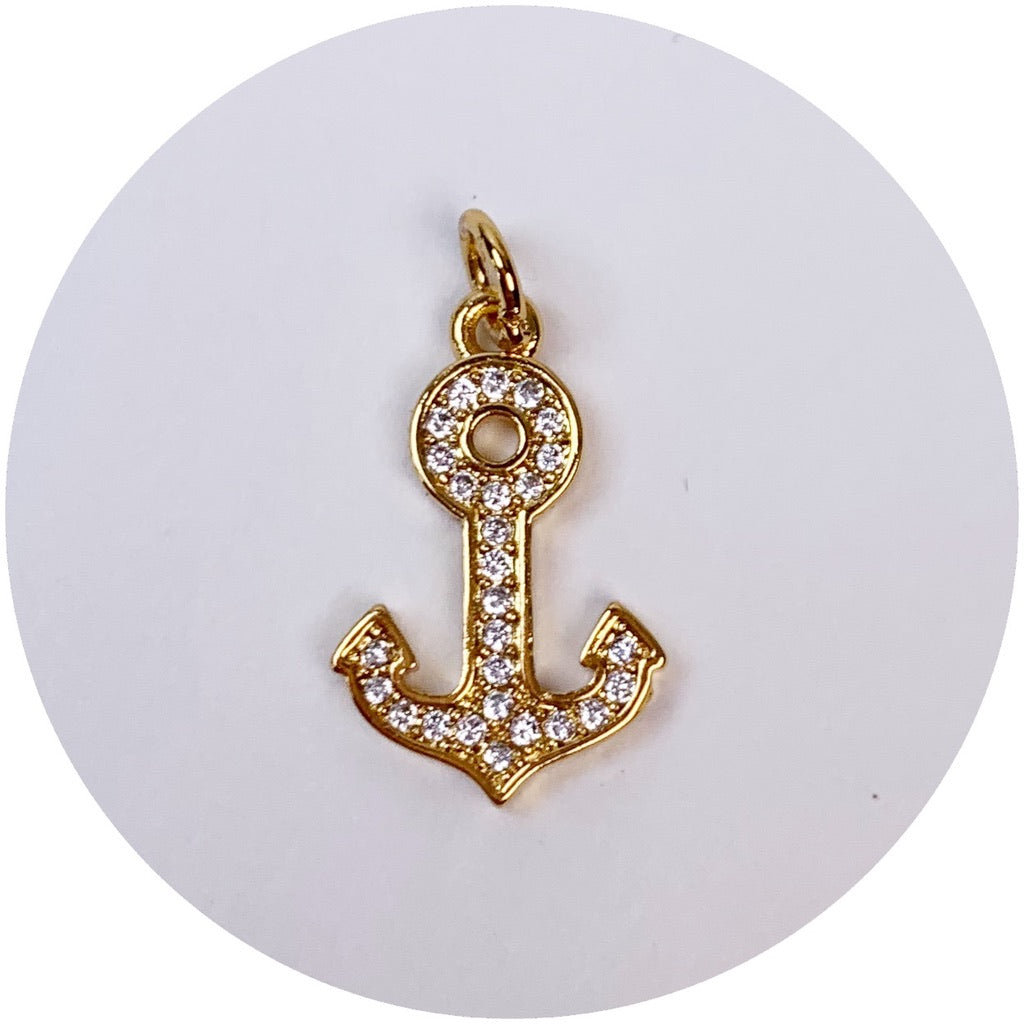 Pavé Gold Anchor Pendant