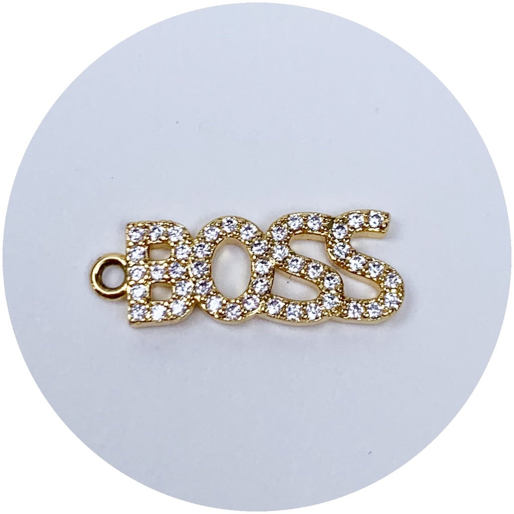 Gold Pavé &quot;Boss&quot; Pendant