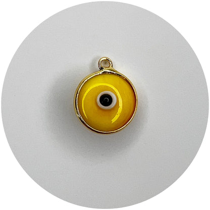 Yellow Glass Evil Eye Pendant