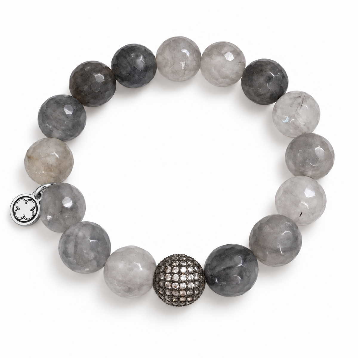 Grey Quartz with Micro Pavé Gunmetal with silver signature logo tag