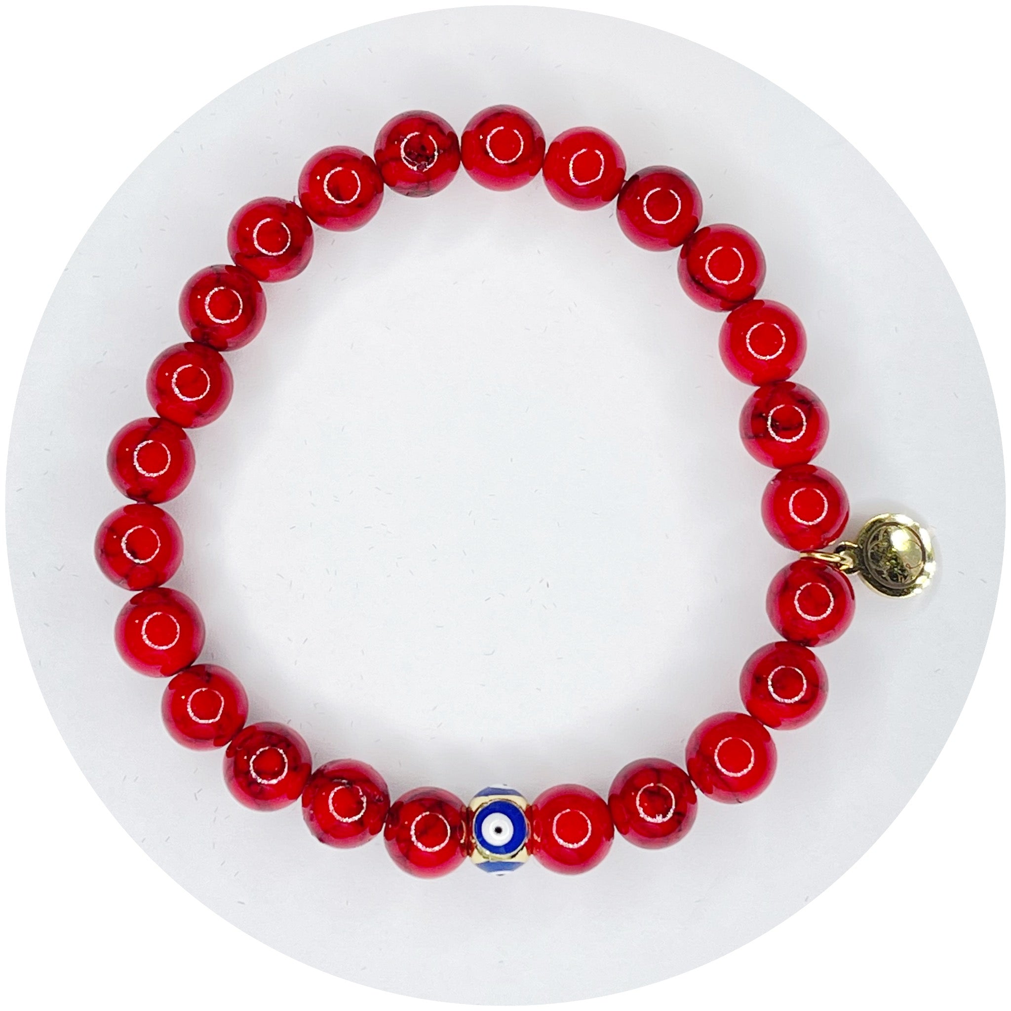 Mens Red Howlite with Evil Eye Accent