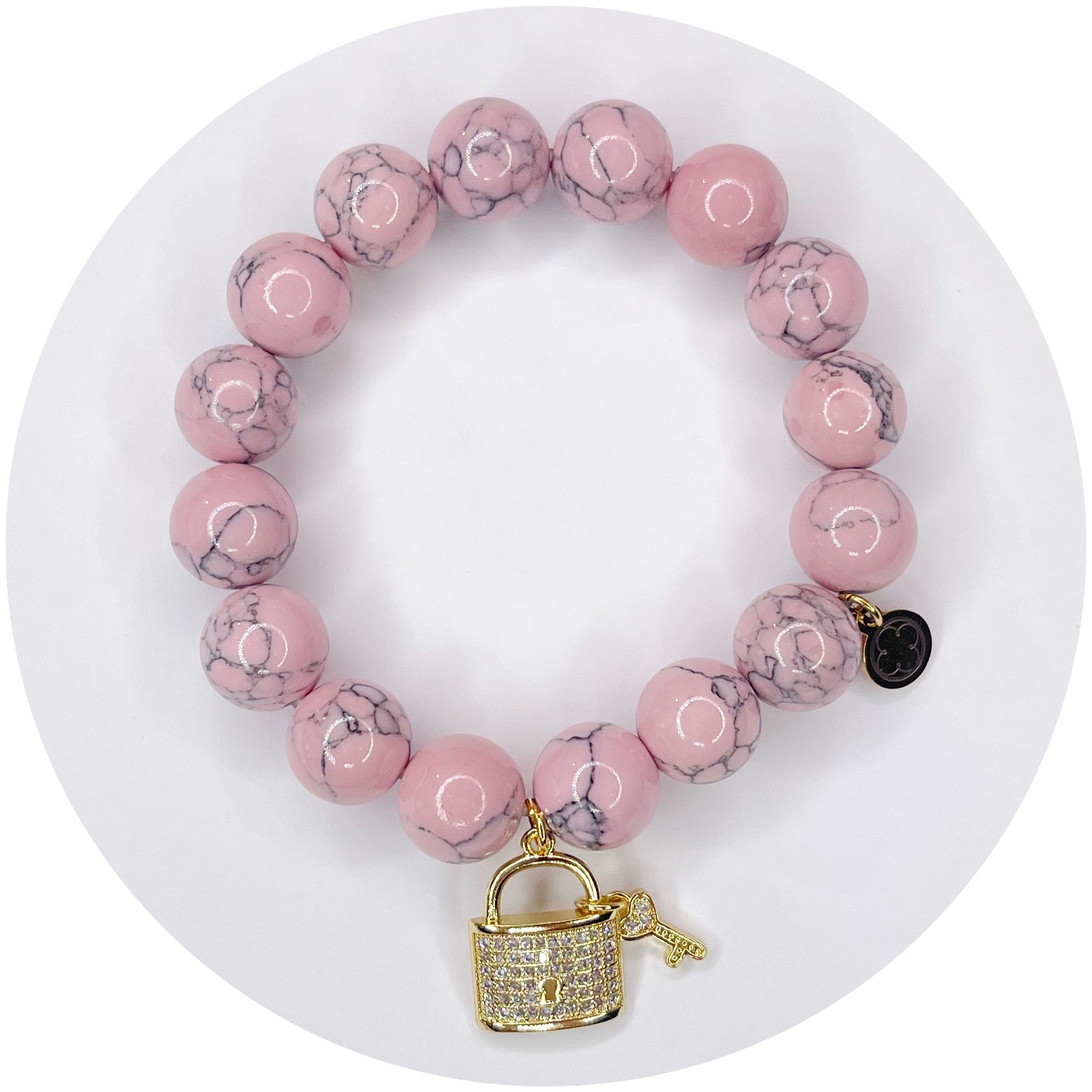 Light Pink Howlite with Pavé Lock and Key