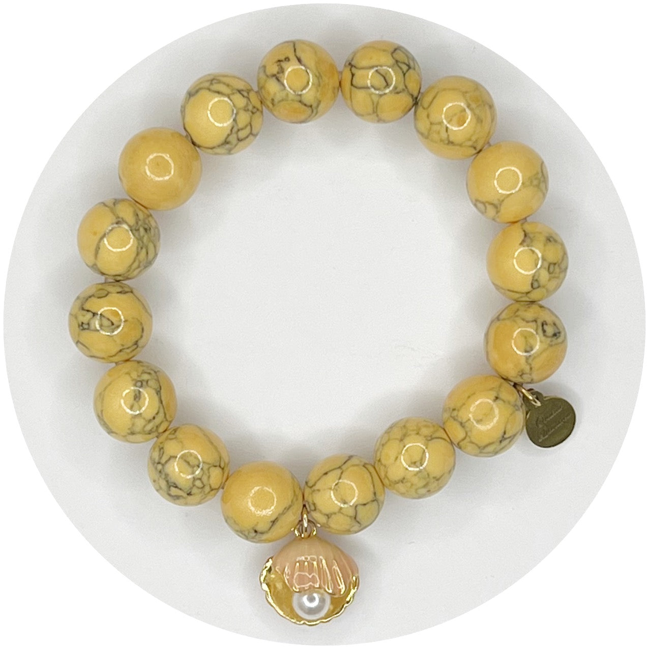 Mellow Yellow Howlite with Clam Shell Pendant – Oriana Lamarca LLC