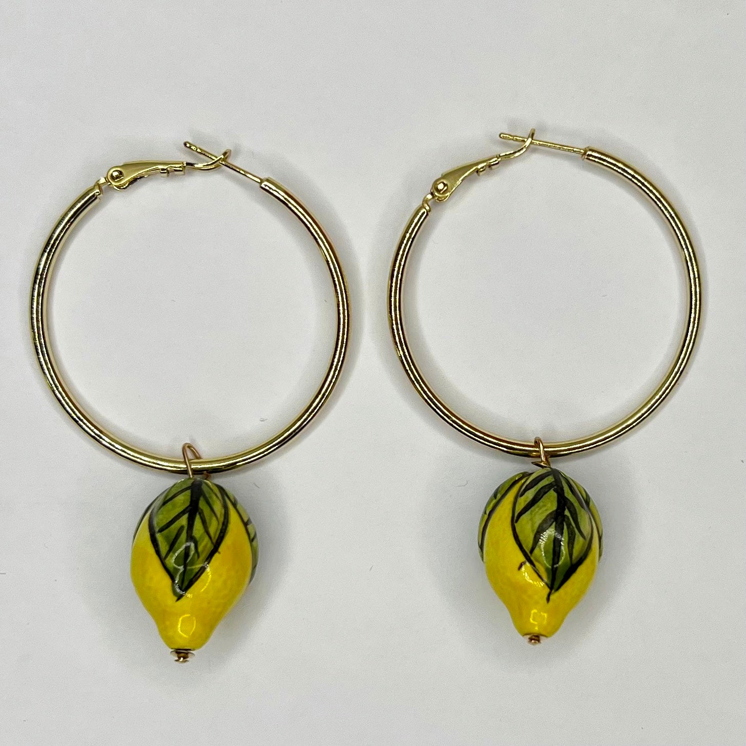 Lemon Ceramic Hoop Earrings