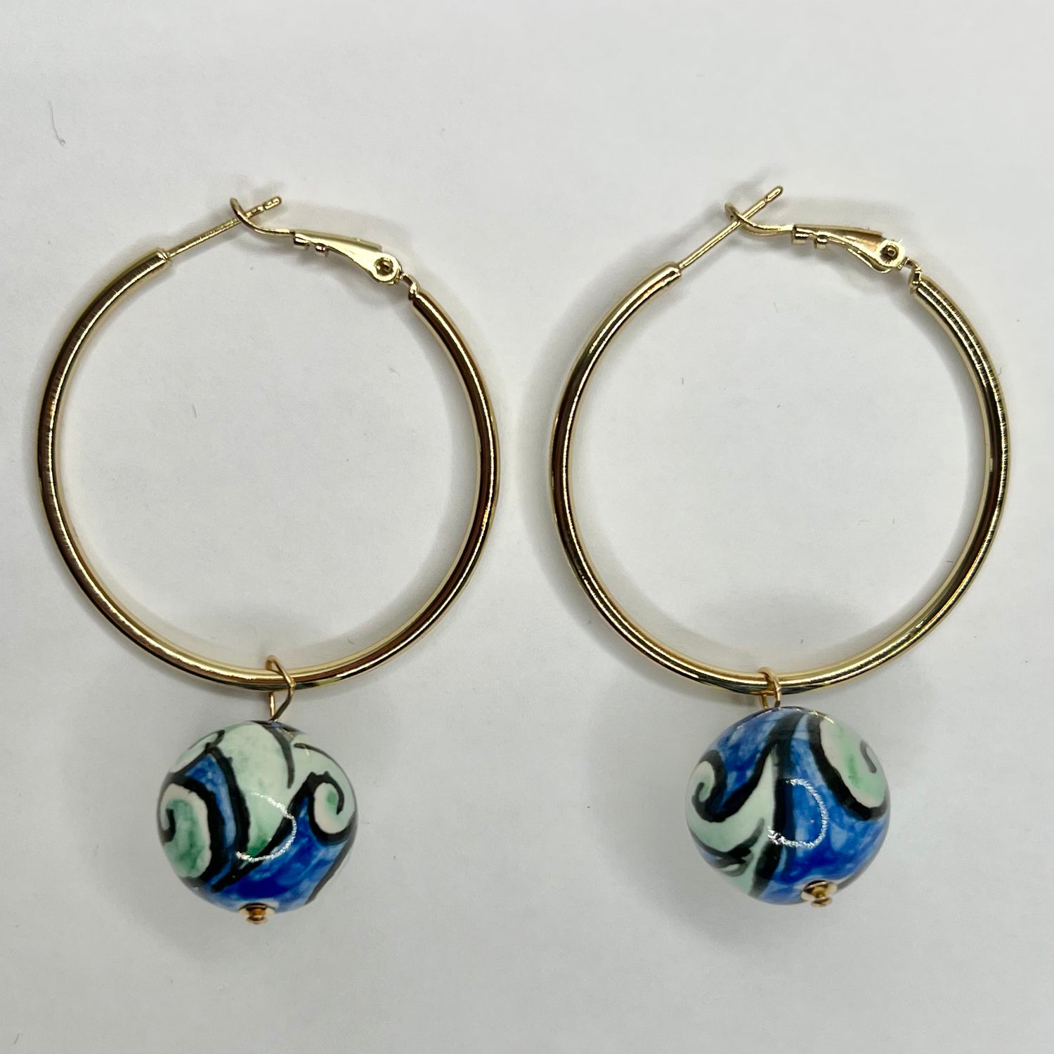 Turquoise Pallina Ceramic Hoop Earrings