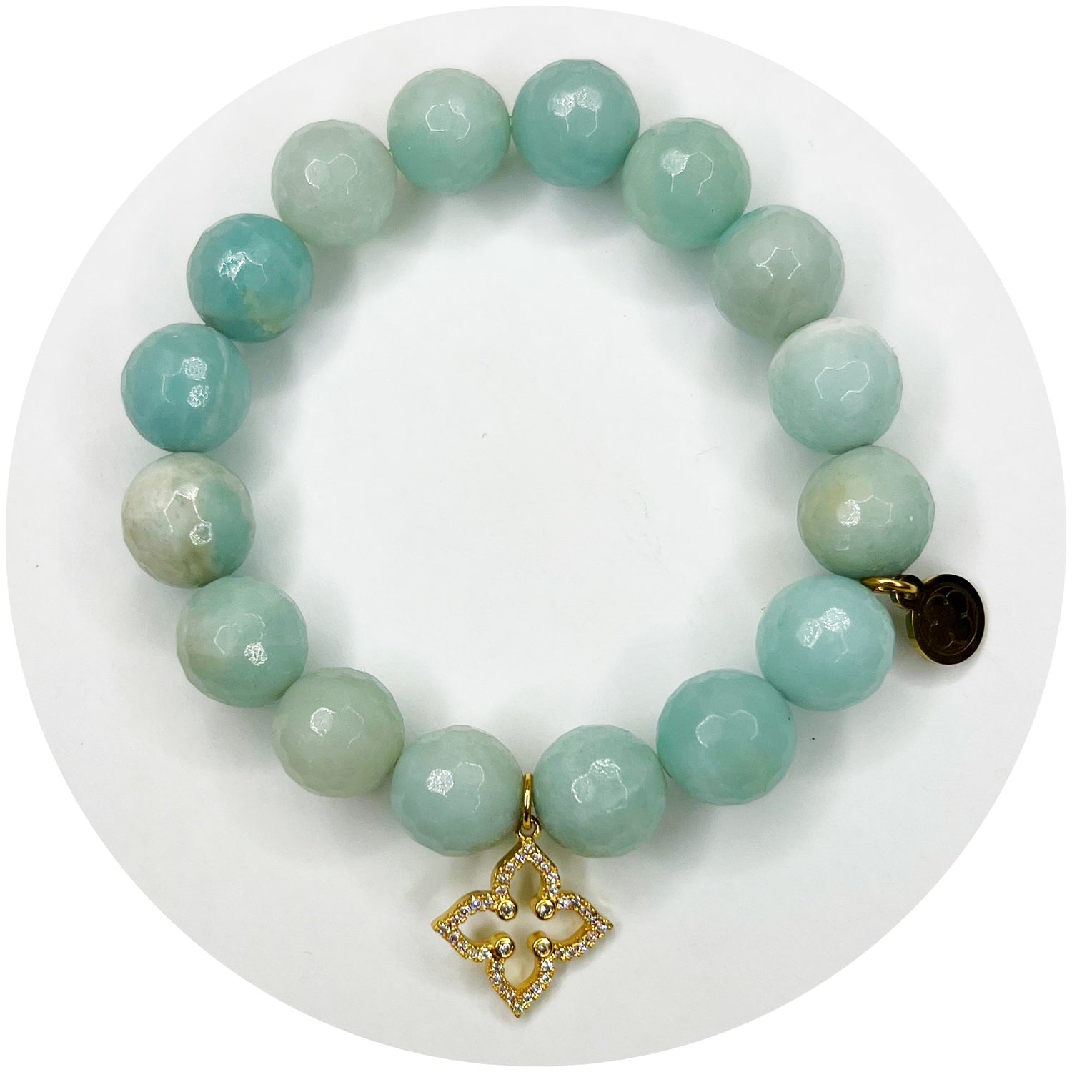 Amazonite Light with Pavé Gold Clover