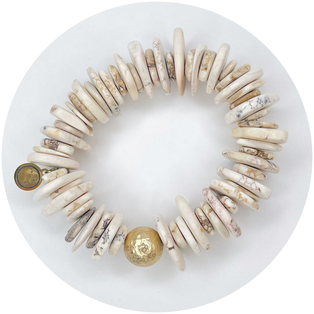 White Magnesite Slices with Hammered Gold Accent