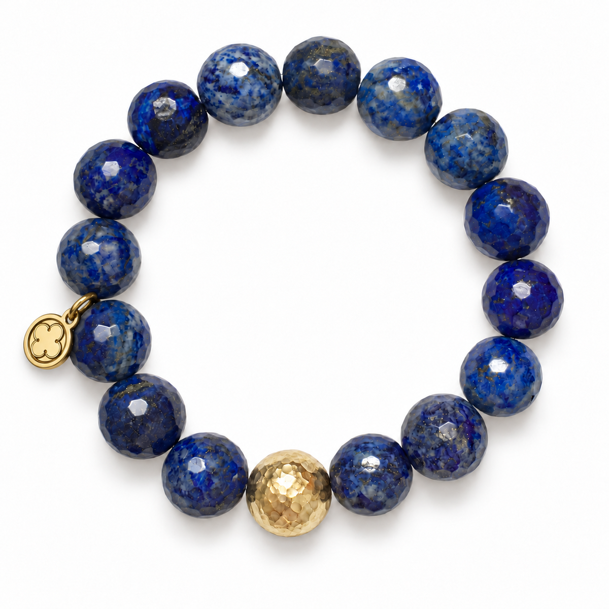 Lapis with Hammered Gold Accent with gold signature logo tag