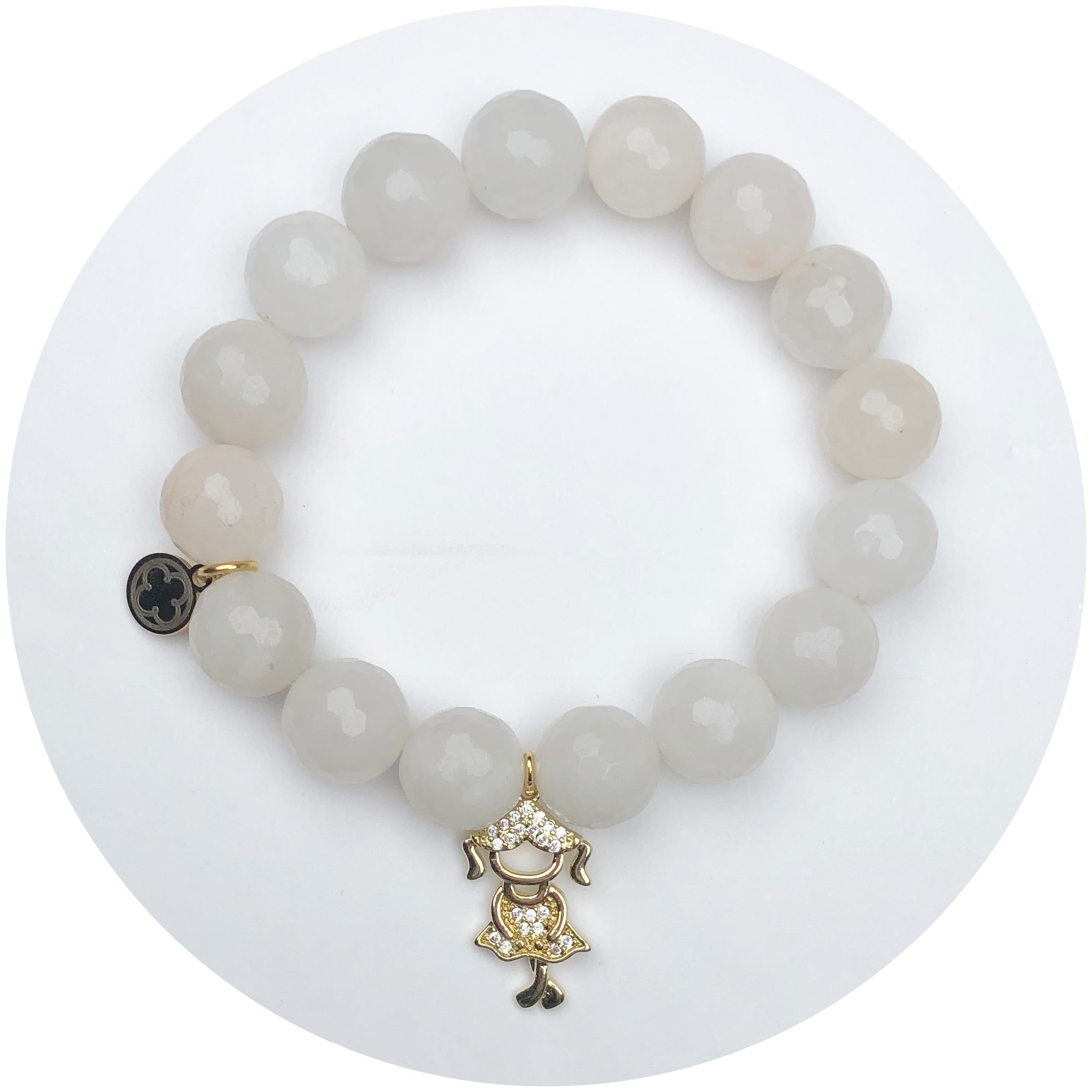 Rosy Apricot Agate With Pavé Girl Pendant - Oriana Lamarca LLC