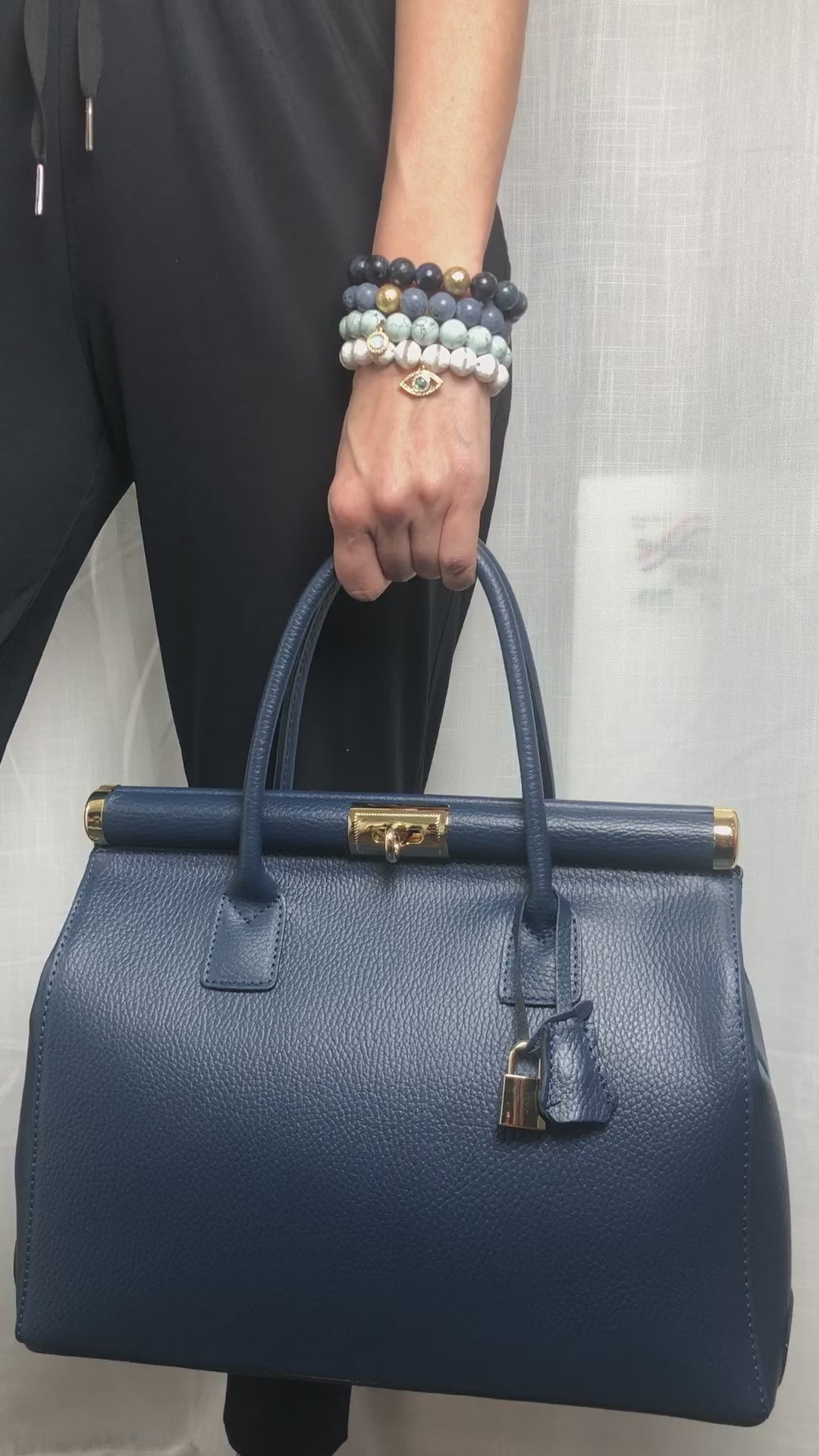 Caterina Neptune Blue Leather Handbag
