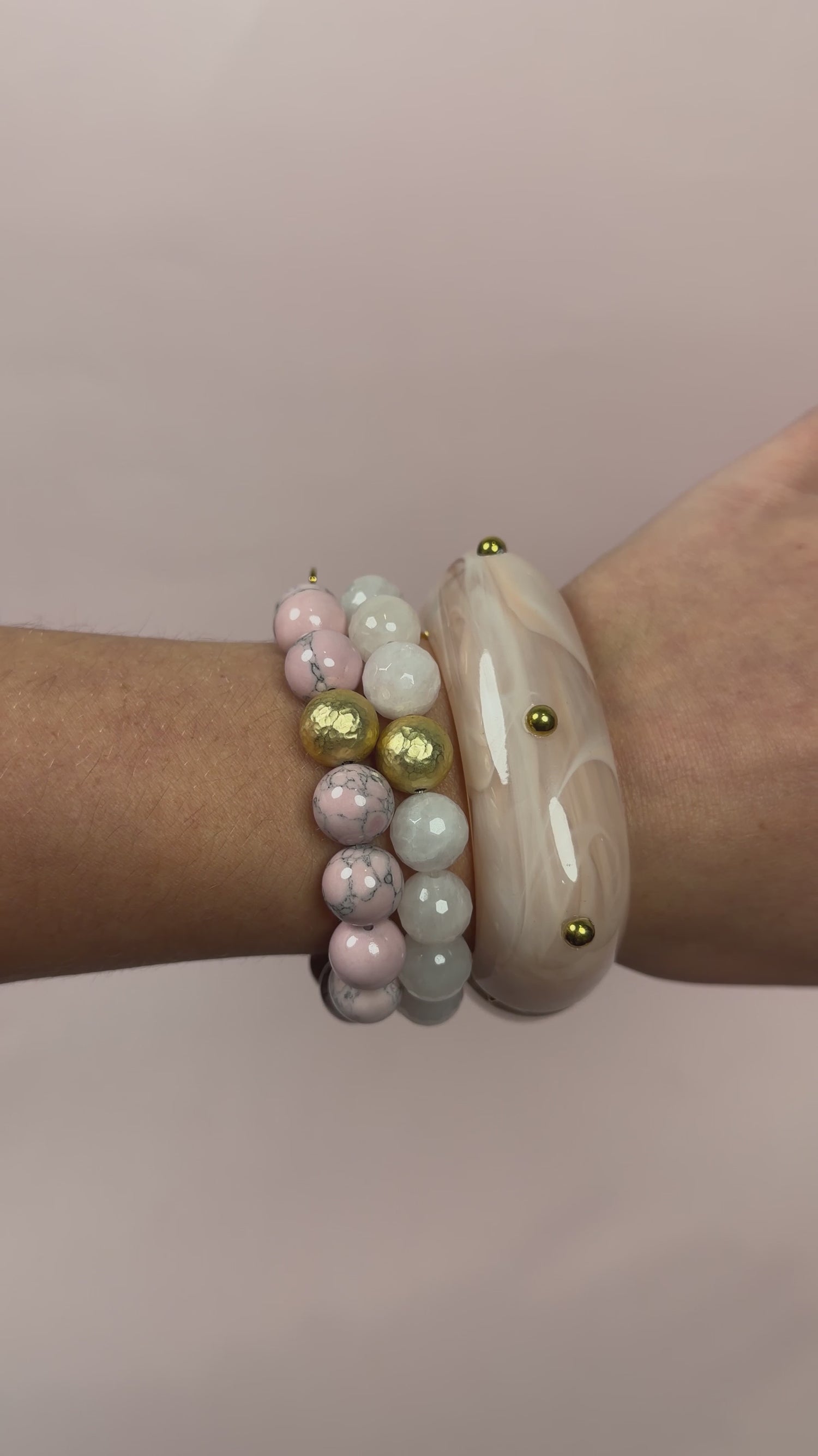 Lucia Rose Pink Acrylic Hinged Bangle