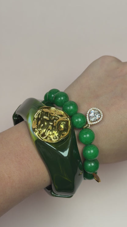 Giada Moss Green Hinged Bangle