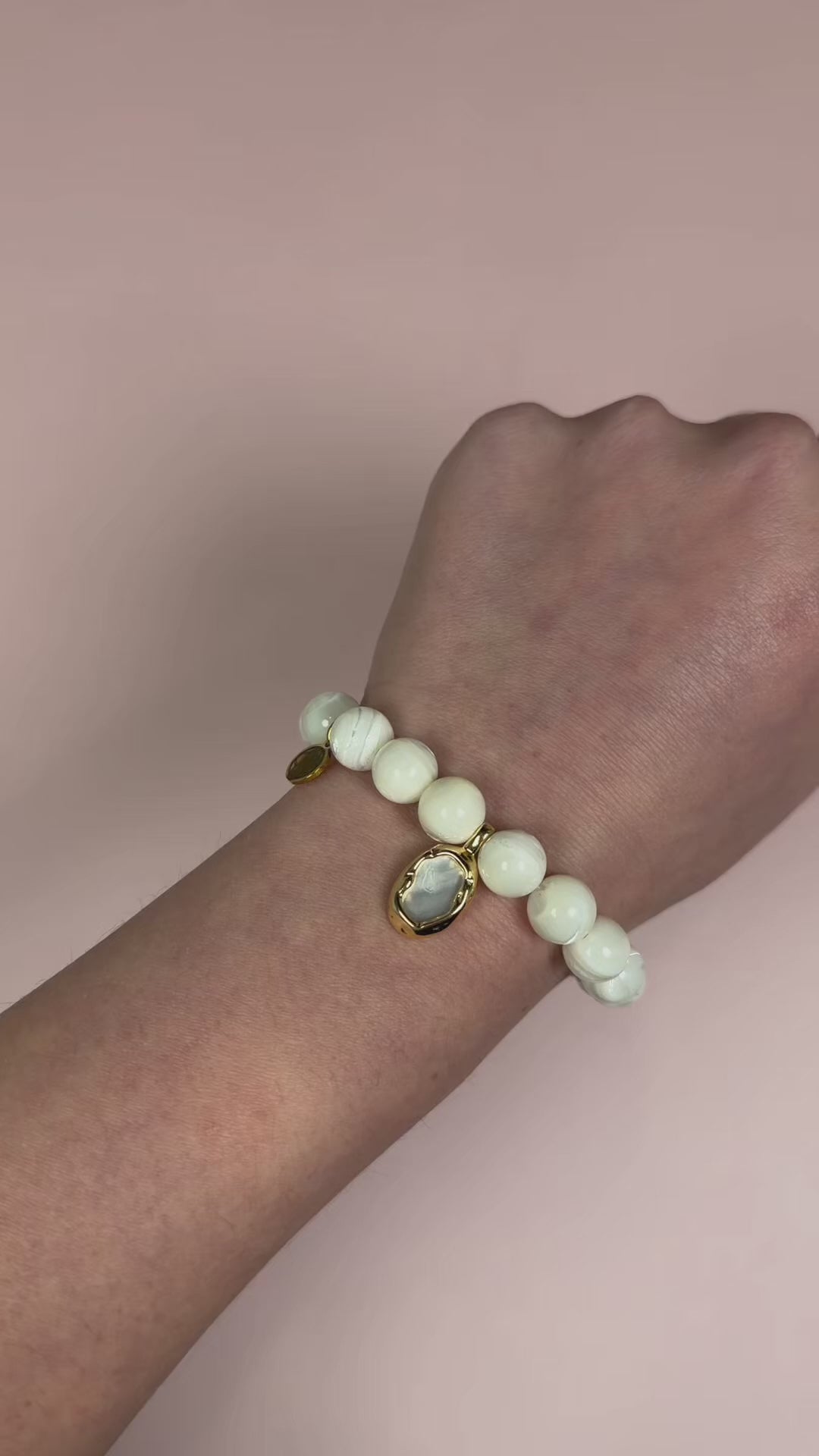 Mother of Pearl with  Molten Mother of Pearl Gold Pendant