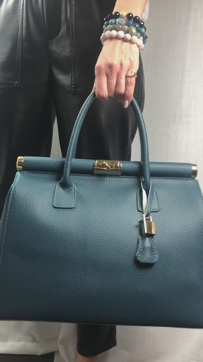 Caterina Teal Leather Handbag