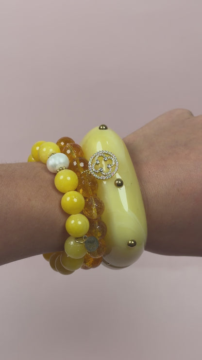 Lucia Yellow Acrylic Hinged Bangle