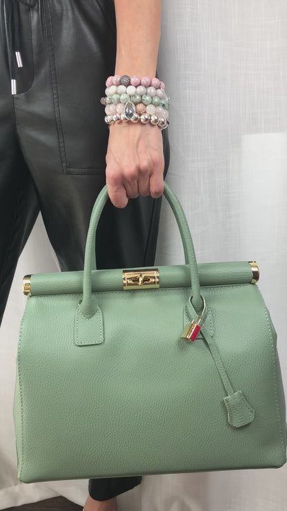 Caterina Sage Green Leather Handbag