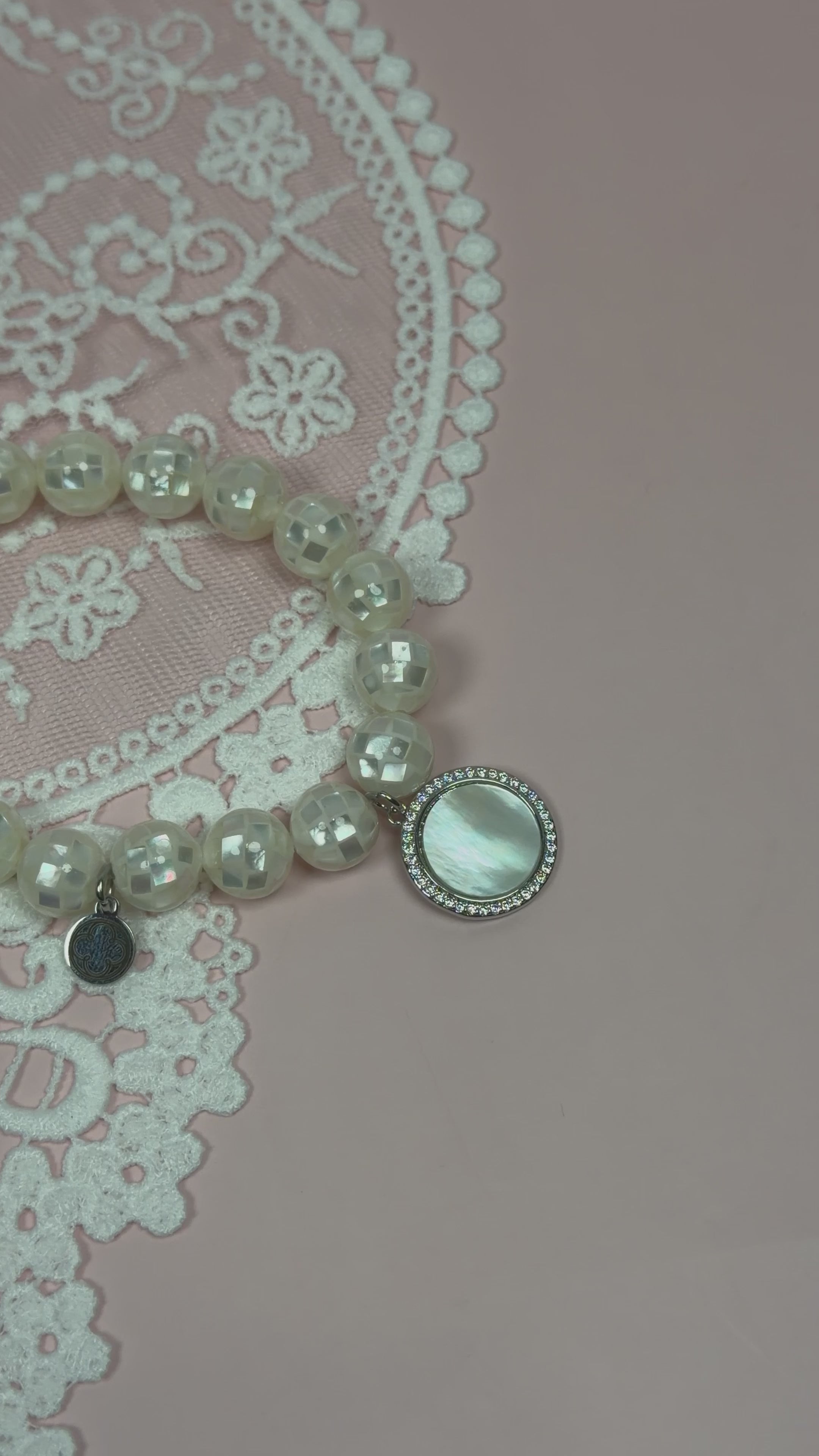 Molten Mother of Pearl with Silver Pavé Disc Earring