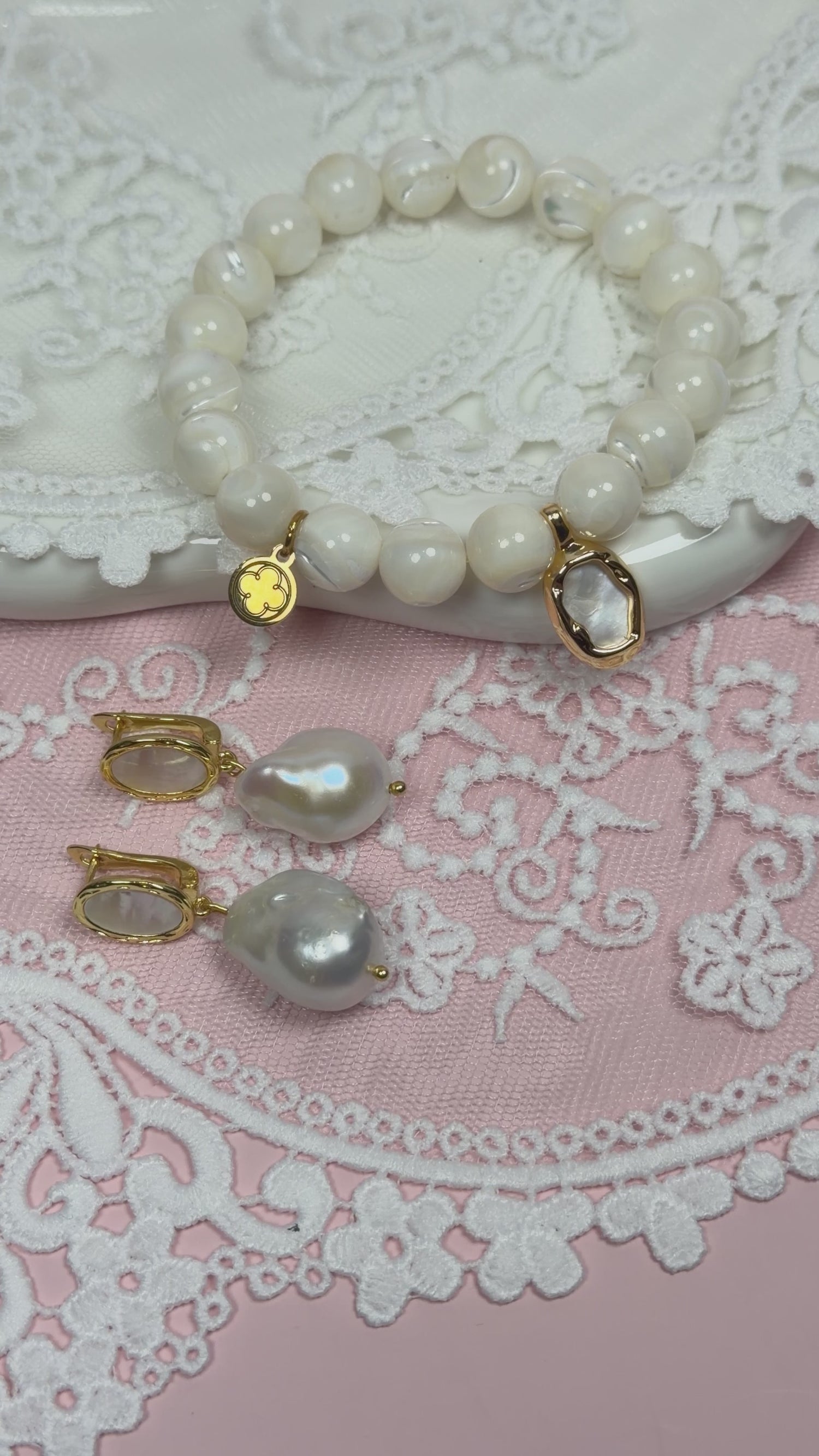 Molten Mother of Pearl with Gold Baroque Pearl Earring