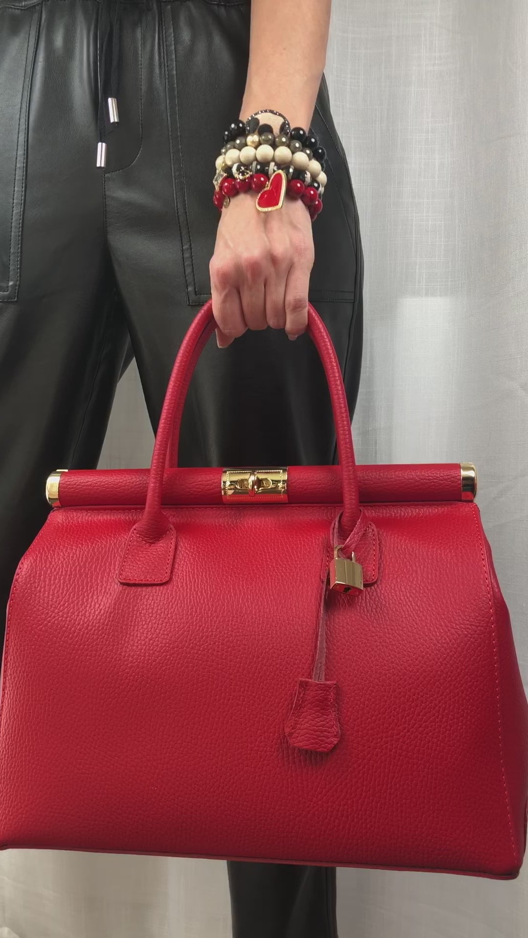 Caterina Red Leather Handbag