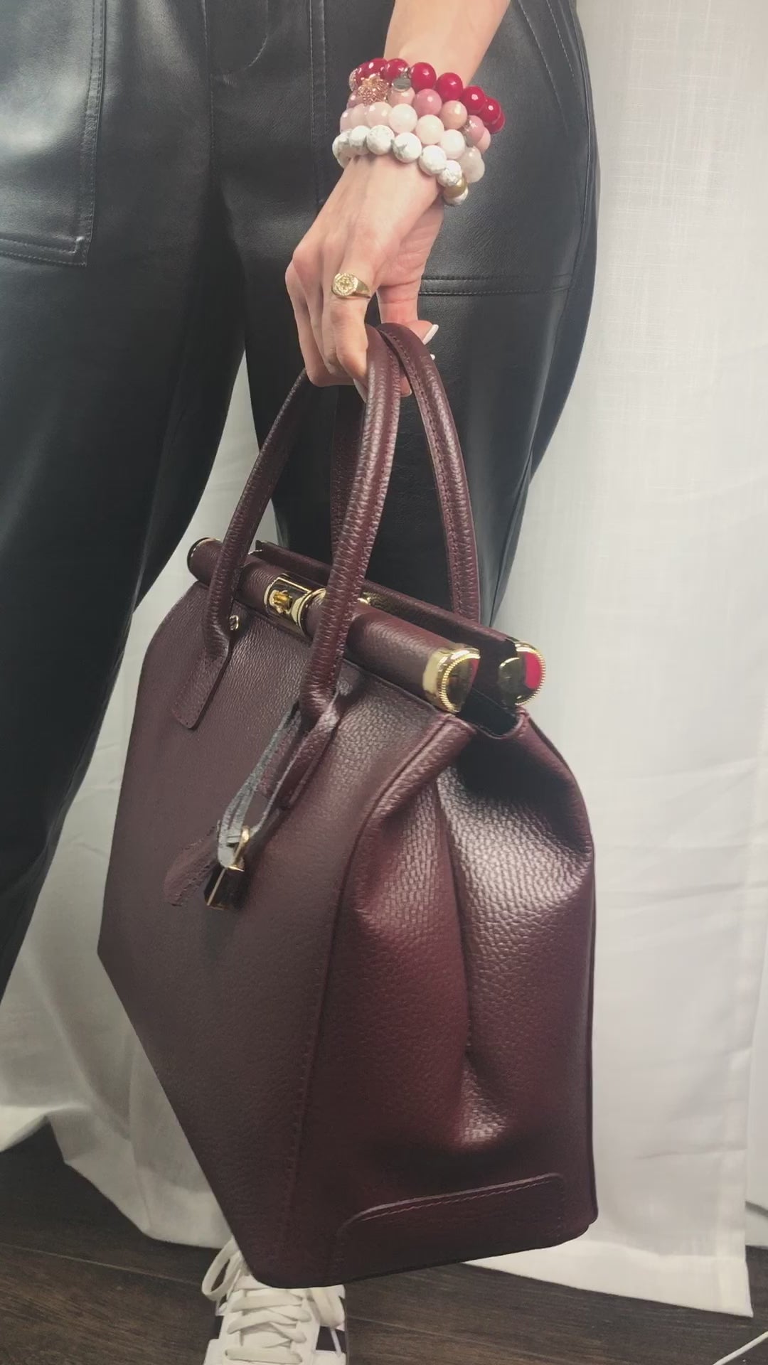 Caterina Marsala Leather Handbag