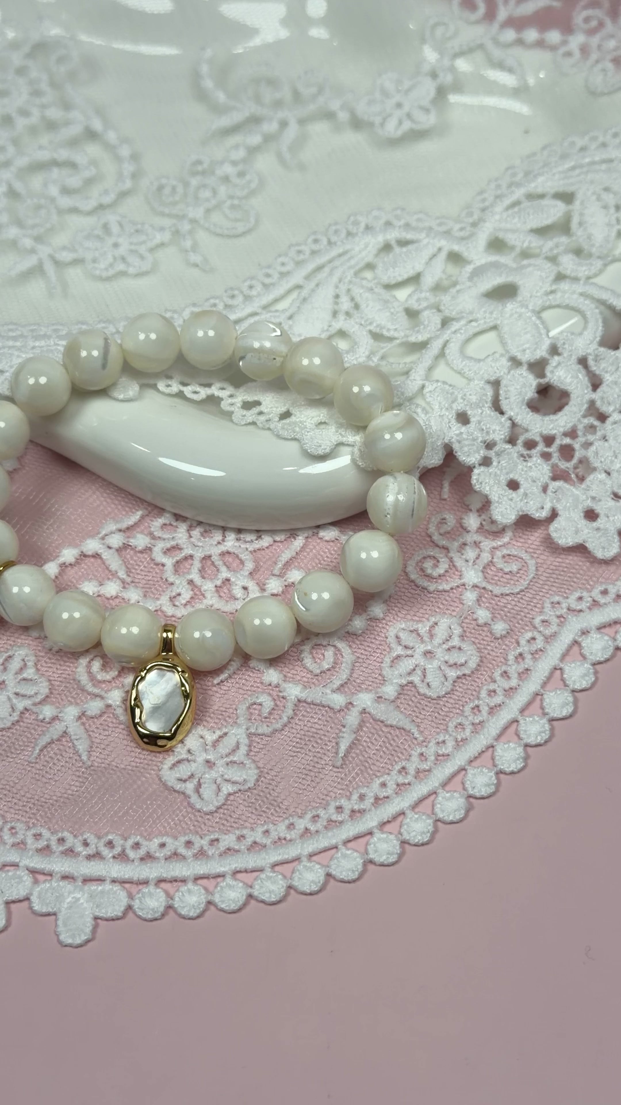 Mother of Pearl with  Molten Mother of Pearl Gold Pendant