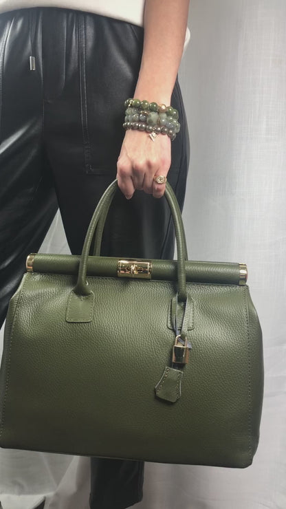 Caterina Olive Green Leather Handbag