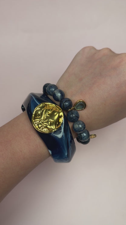 Giada Neptune Blue Hinged Bangle