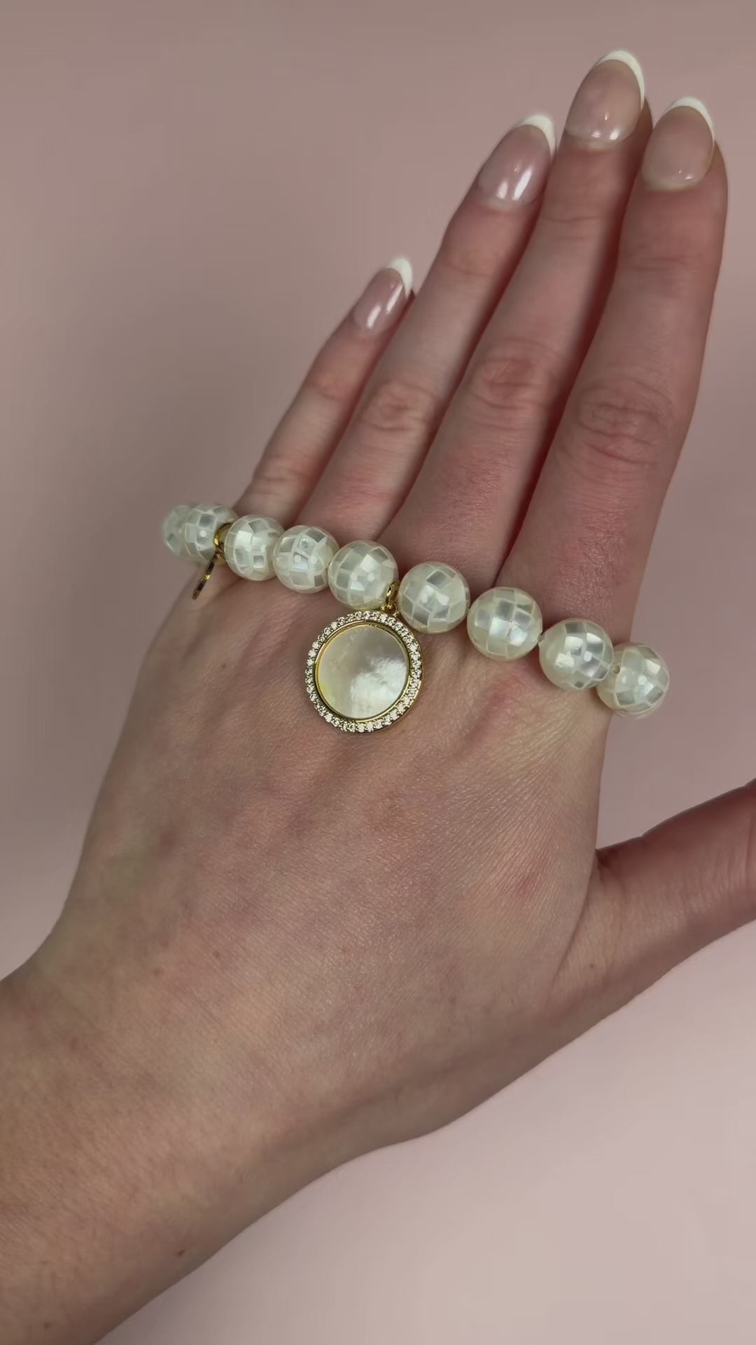 Mosaic Mother of Pearl with Mother of Pearl Gold Pavé Disc
